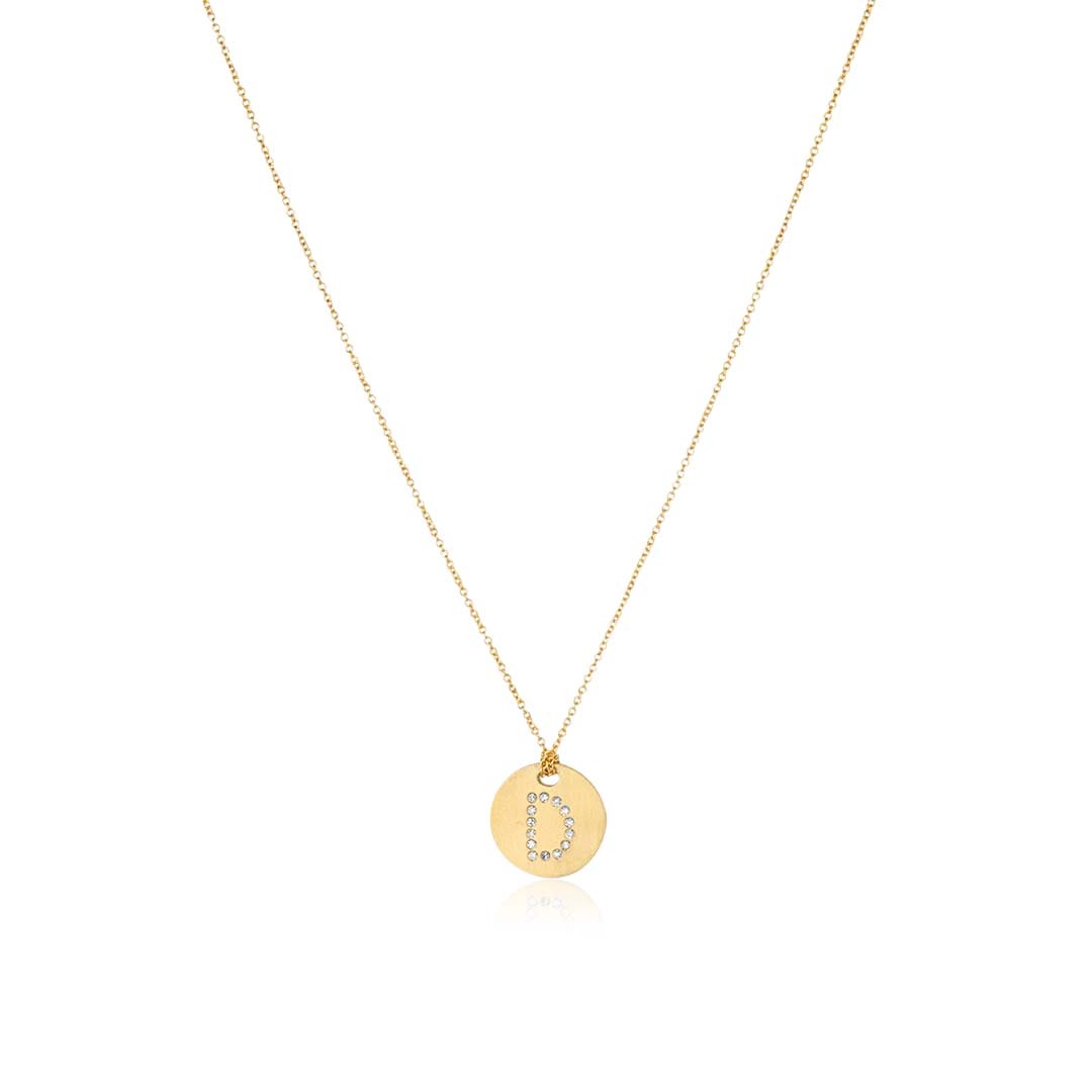18K Yellow Gold Tiny Treasures Diamond \D\ Initial Pendant Necklace
