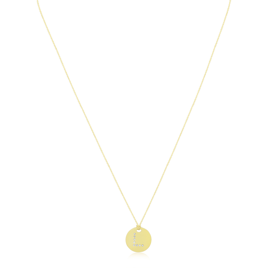 18K Yellow Gold Tiny Treasures Diamond "L" Initial Pendant Necklace
