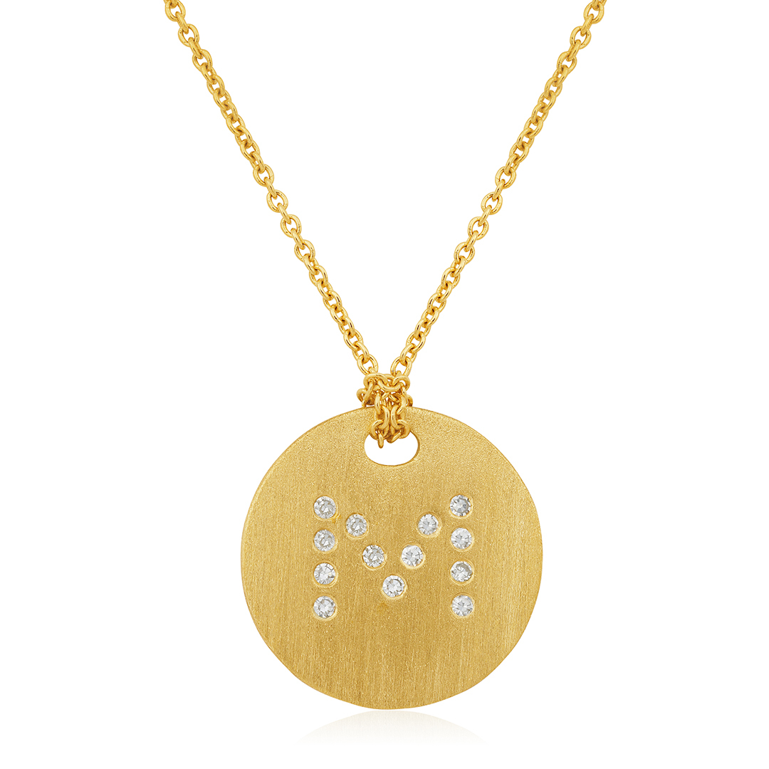 18K Yellow Gold Tiny Treasures Diamond \M\ Initial Pendant Necklace