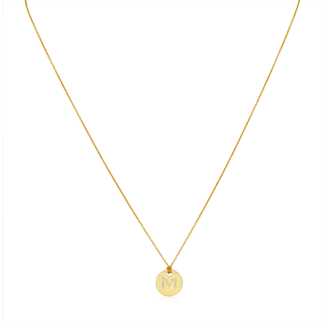 18K Yellow Gold Tiny Treasures Diamond M Initial Pendant Necklace