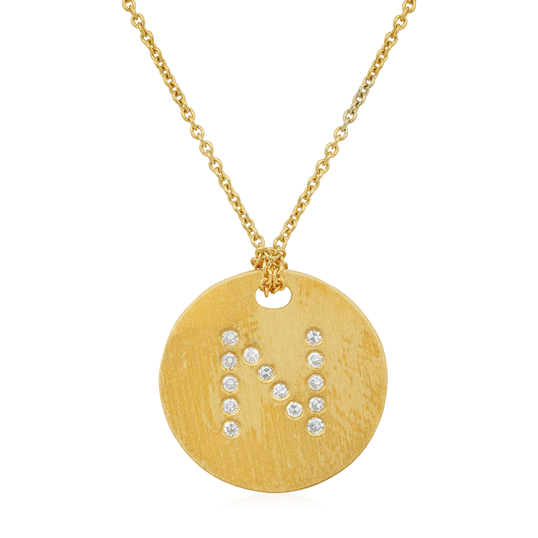 18K Yellow Gold Tiny Treasures Diamond \N\ Initial Pendant Necklace