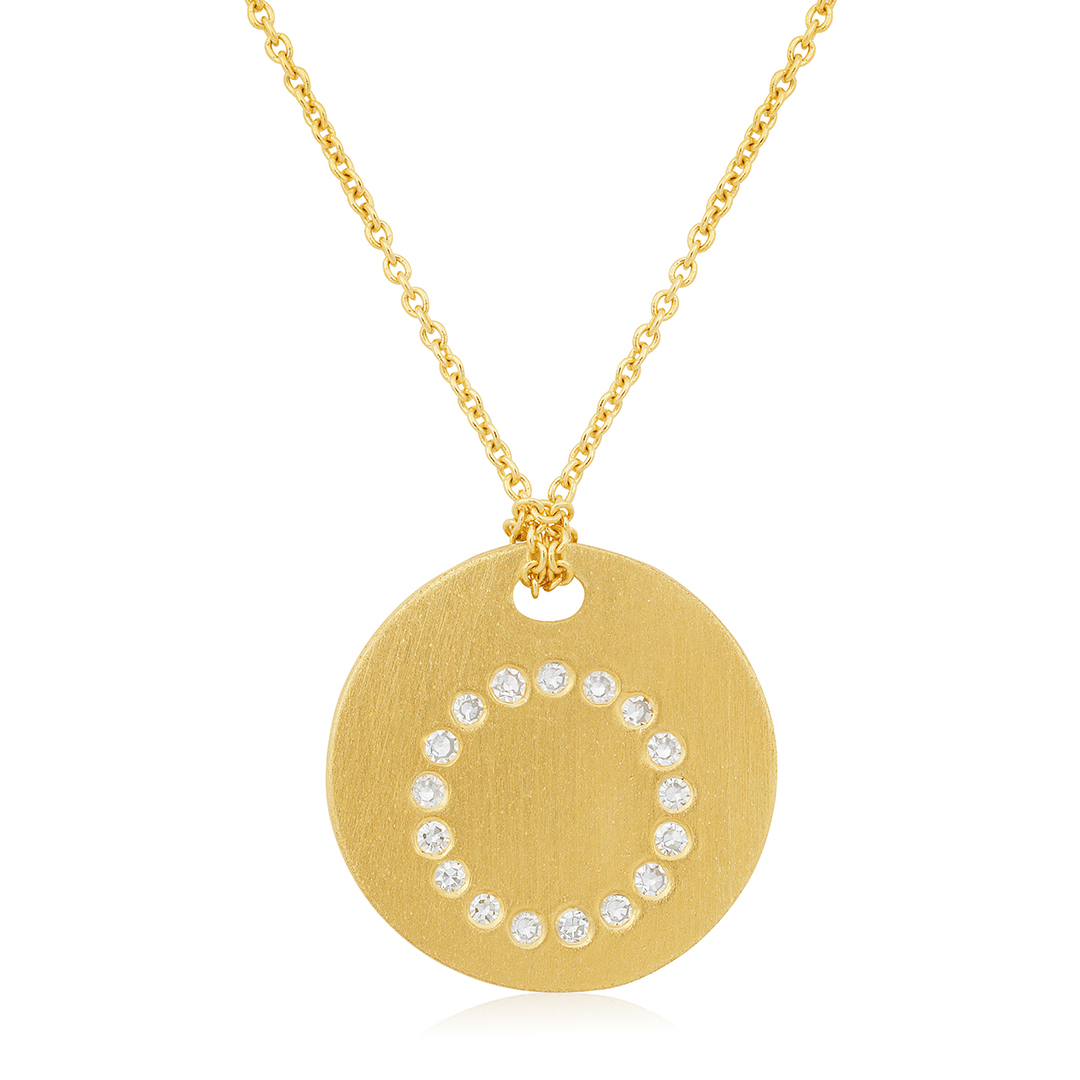 18K Yellow Gold Tiny Treasures Diamond O Initial Pendant Necklace