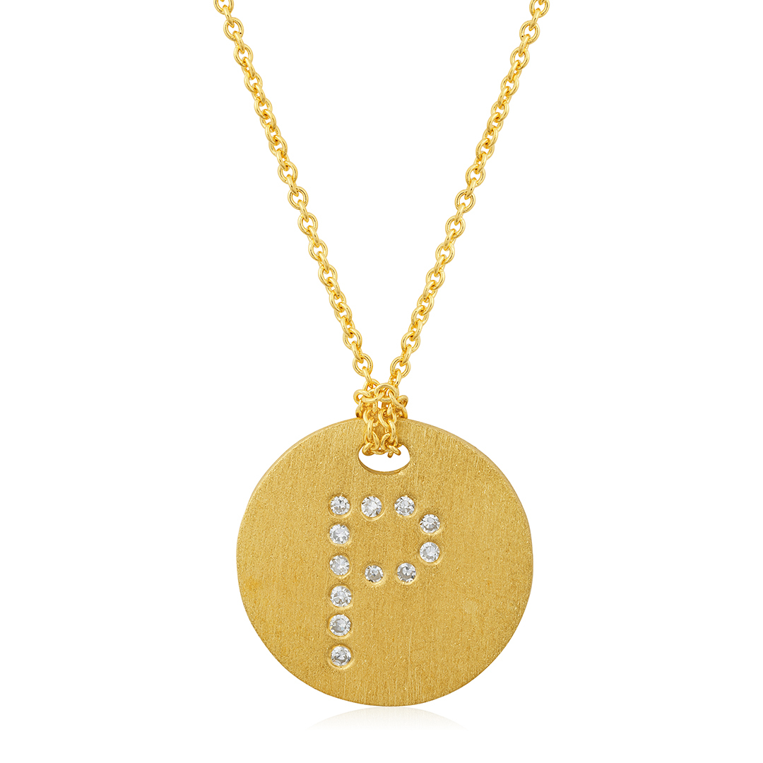 18K Yellow Gold Tiny Treasures Diamond \P\ Initial Pendant Necklace