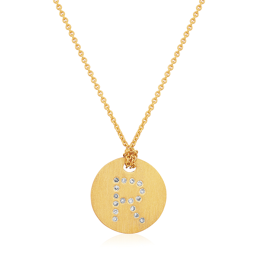 18K Yellow Gold Tiny Treasures Diamond \R\ Initial Pendant Necklace