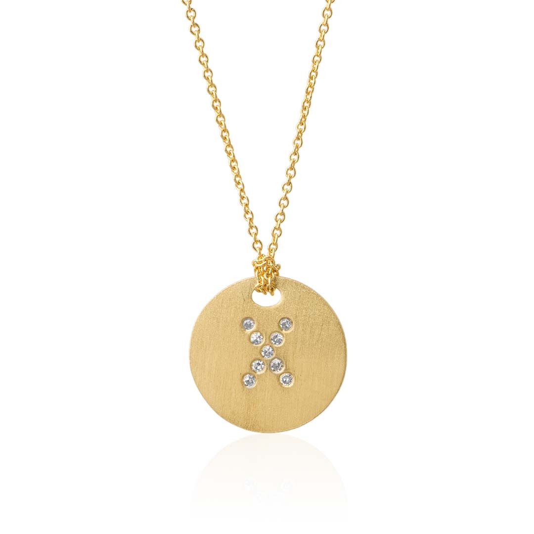 18K Yellow Gold Tiny Treasures Diamond \X\ Initial Pendant Necklace