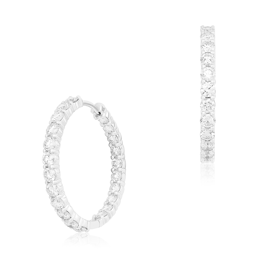 Roberto Coin 18K White Gold 22mm Inside Out Diamond Hoop Earrings