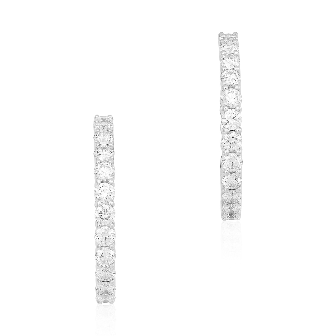 Roberto Coin 18K White Gold 22mm Inside Out Diamond Hoop Earrings itemprop=