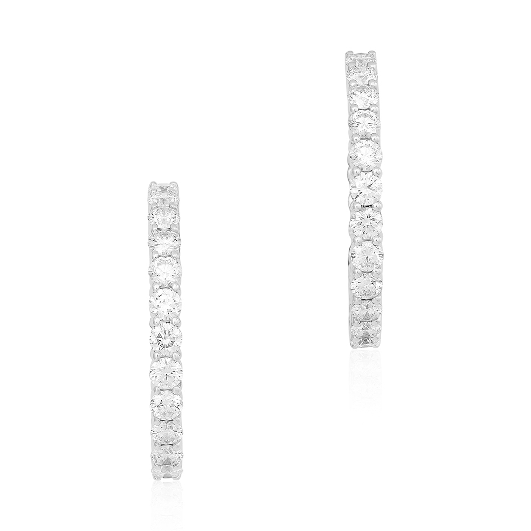 Roberto Coin 18K White Gold 22mm Inside Out Diamond Hoop Earrings