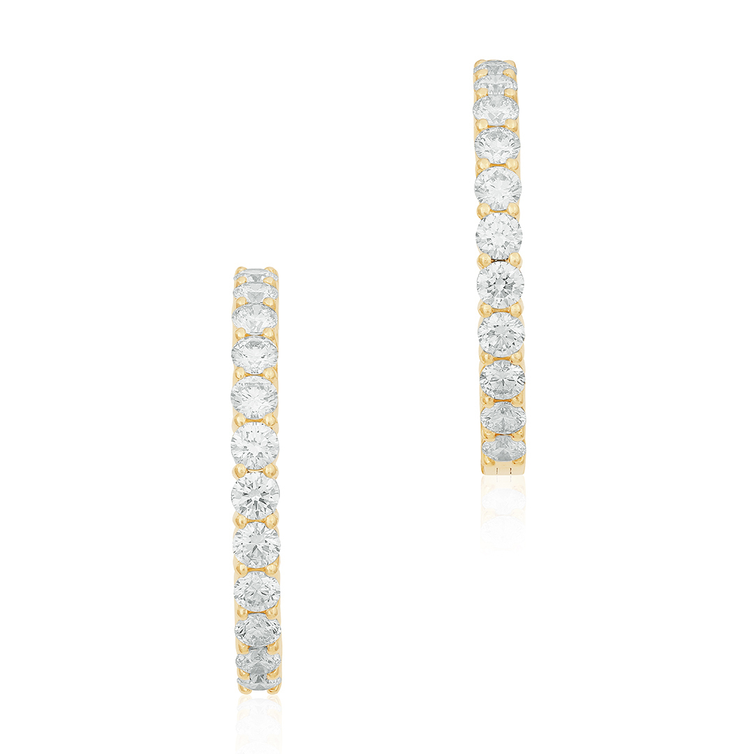 18K Yellow Gold Inside Out Diamond Hoop Earrings itemprop=