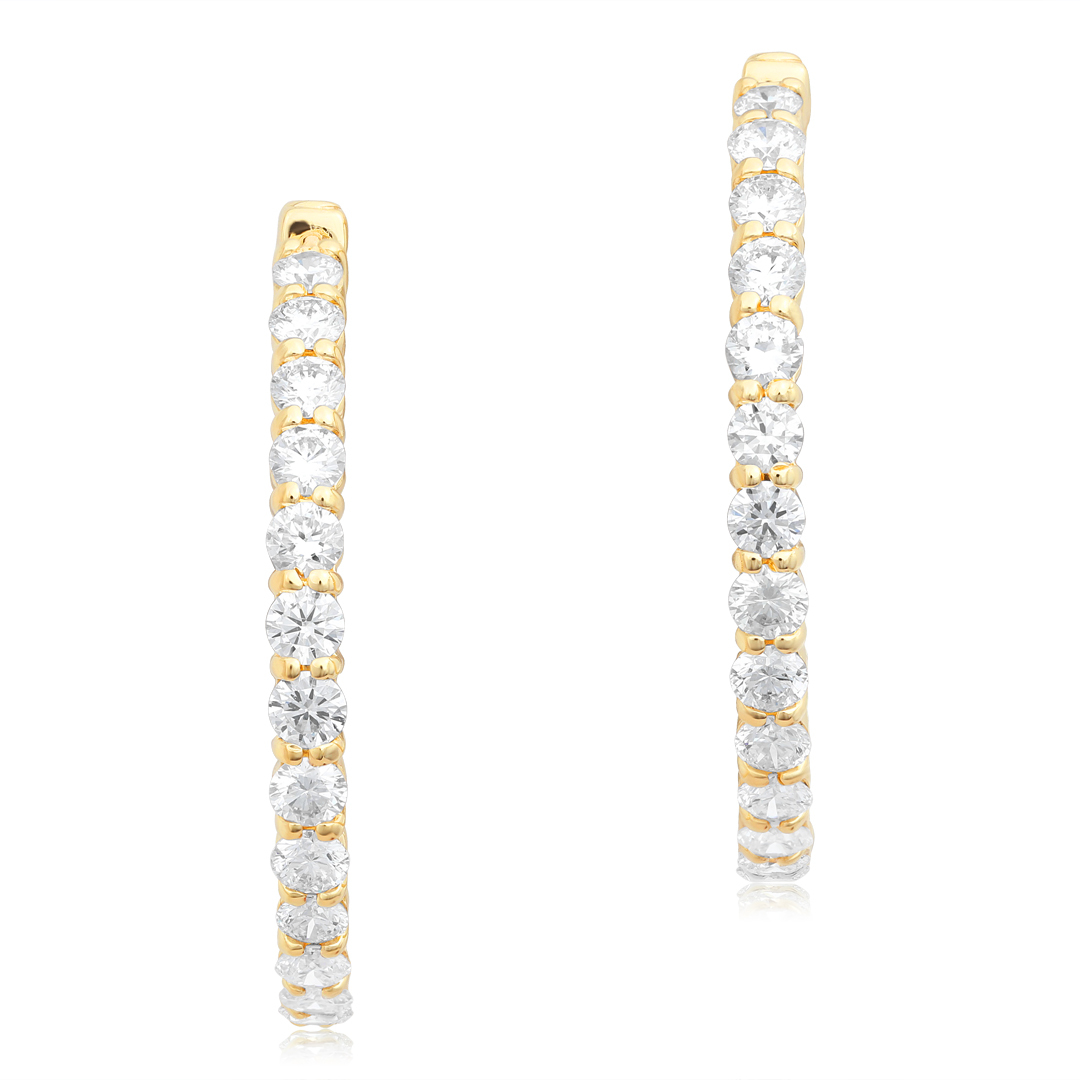 18K Yellow Gold Inside Out Hoop Earrings itemprop=