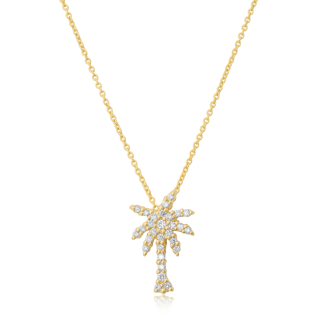 Roberto Coin 18K Yellow Gold Tiny Treasures Diamond Palm Tree Pendant