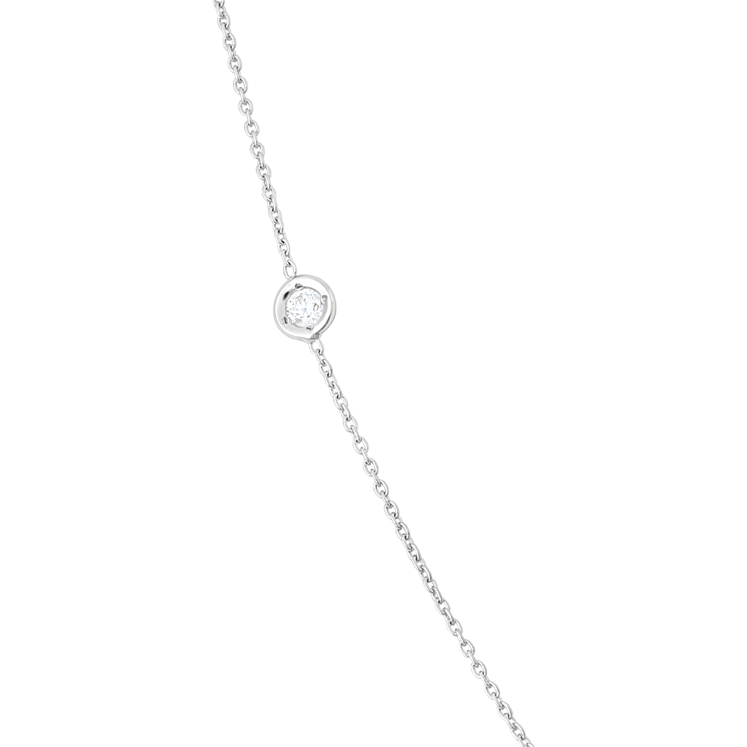 Roberto Coin 18K White Gold Necklace with Round Diamond Stations