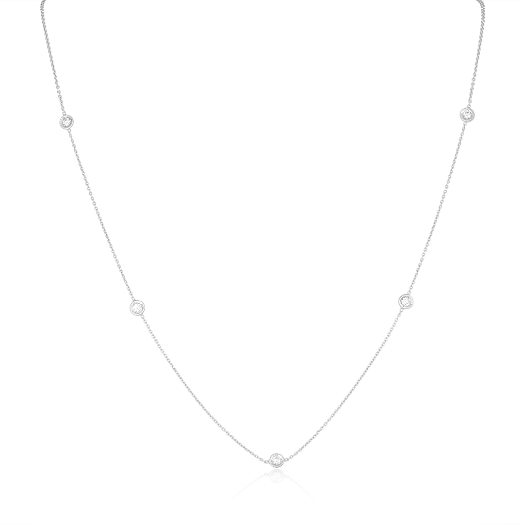 Roberto Coin 18K White Gold Necklace with Round Diamond Stations