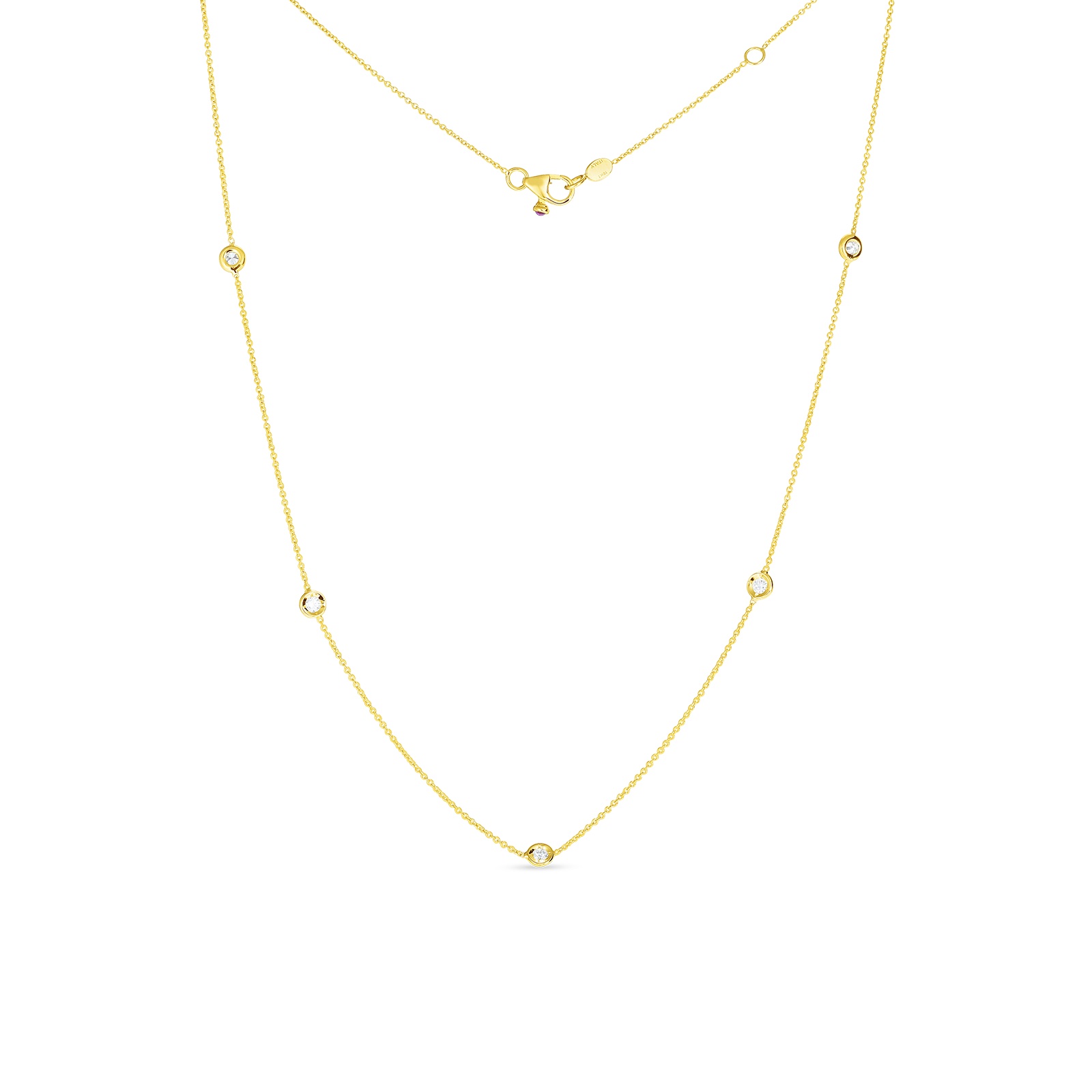 18K Yellow Gold 5 Station Diamond Necklace