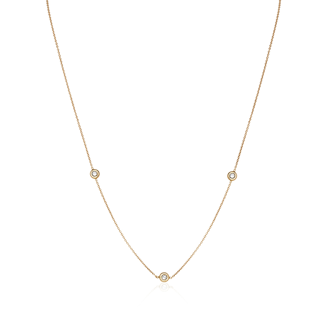 Roberto Coin 18K Rose Gold Necklace With Three Round Diamond Stations