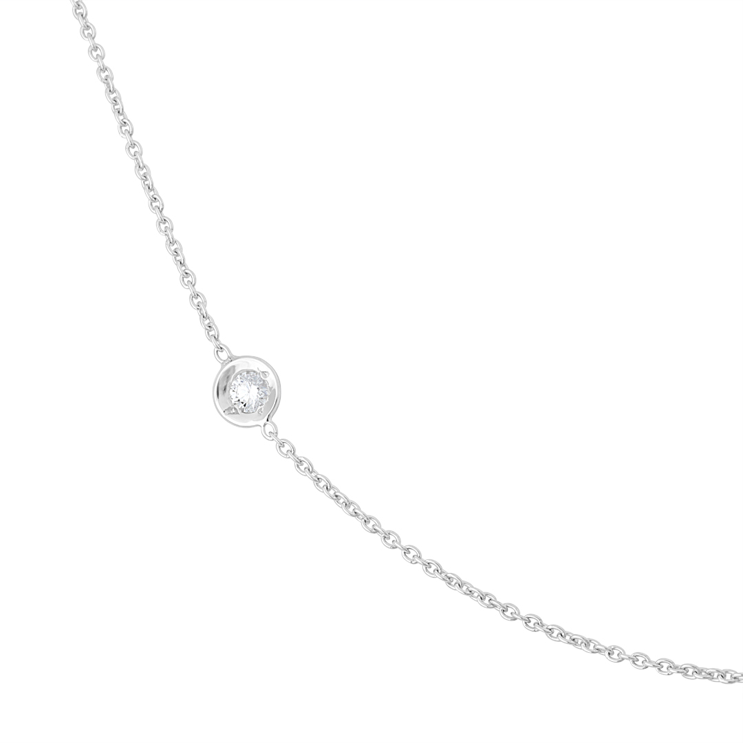 18K White Gold Necklace with Seven Round Diamond Stations