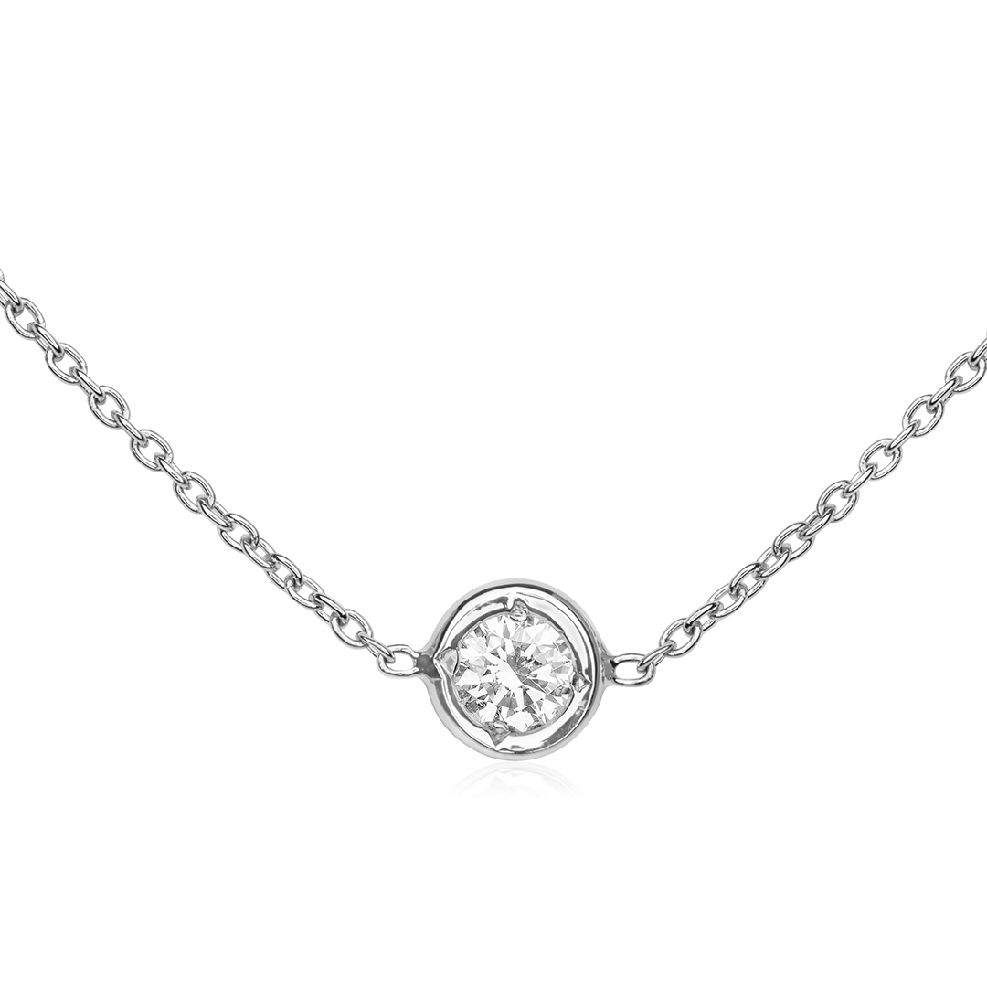 Roberto Coin 18K White Gold Necklace With Bezel Set Round Diamond