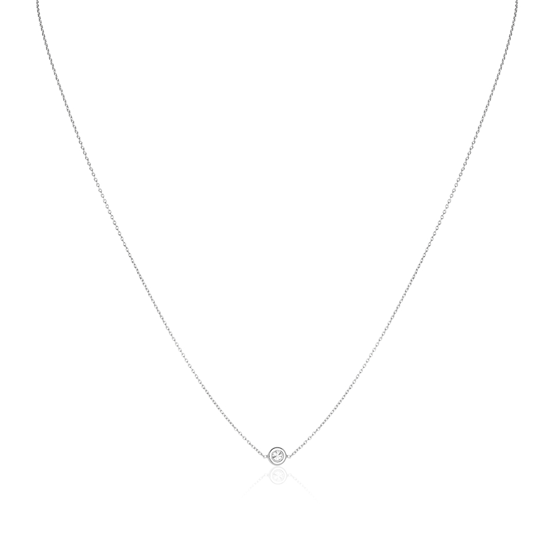 Roberto Coin 18K White Gold Necklace With Bezel Set Round Diamond