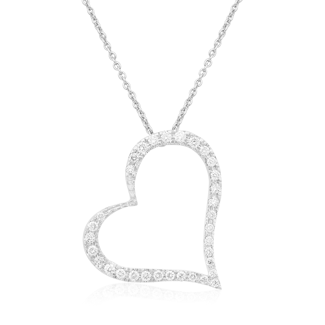 18K White Gold  Diamond Heart Necklace
