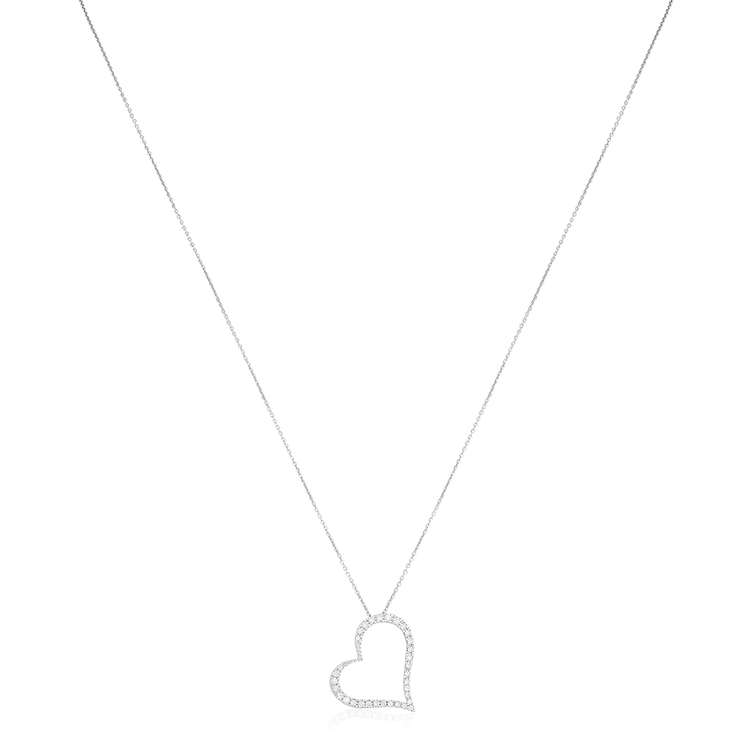 18K White Gold  Diamond Heart Necklace