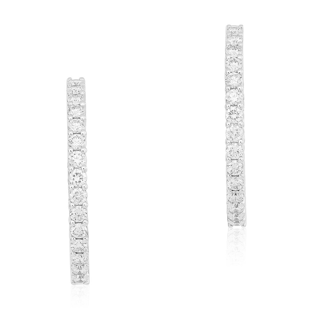 18K White Gold Inside Out Diamond Hoop Earrings