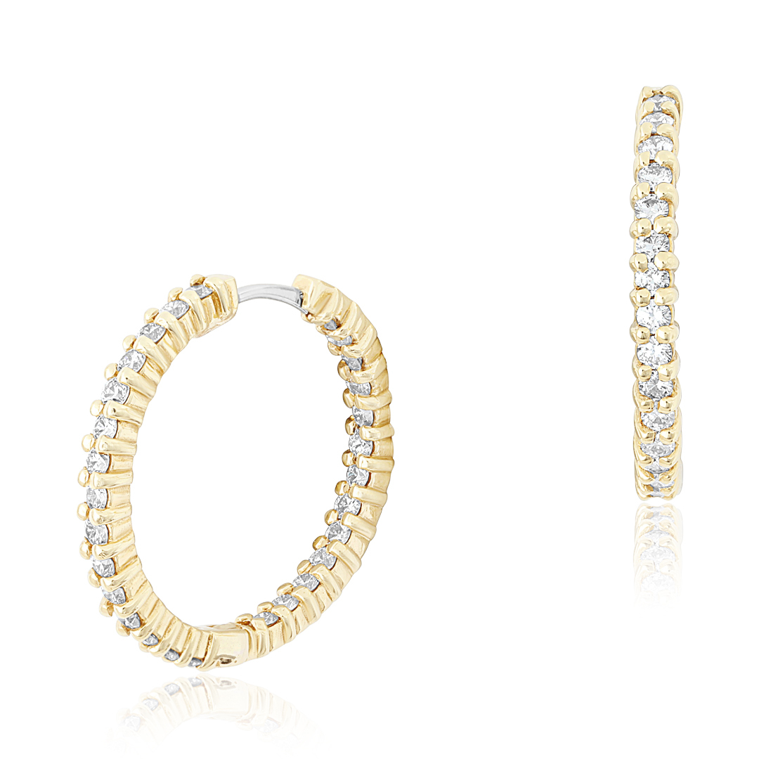 Roberto Coin 18K Yellow Gold 25mm Inside Out Diamond Hoop Earrings