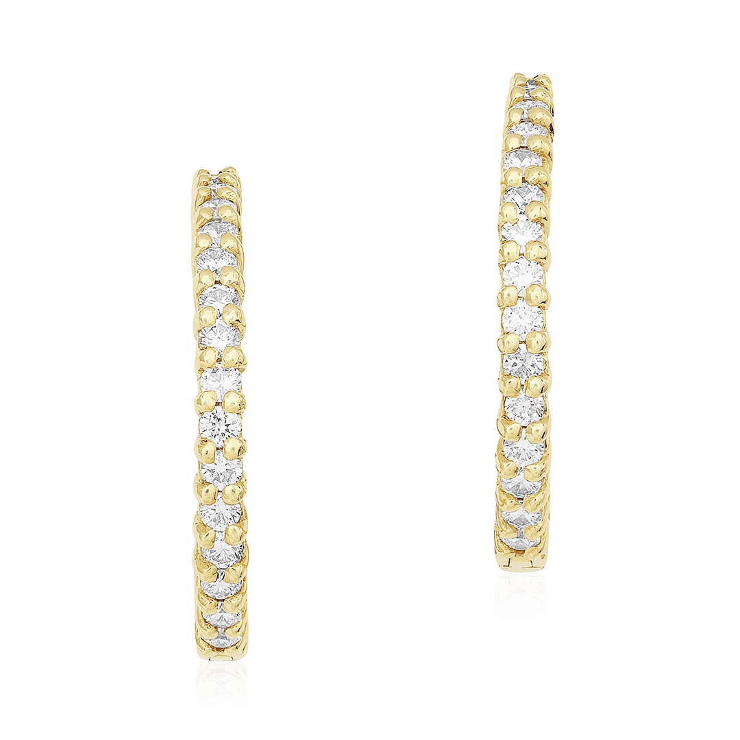 Roberto Coin 18K Yellow Gold 25mm Inside Out Diamond Hoop Earrings