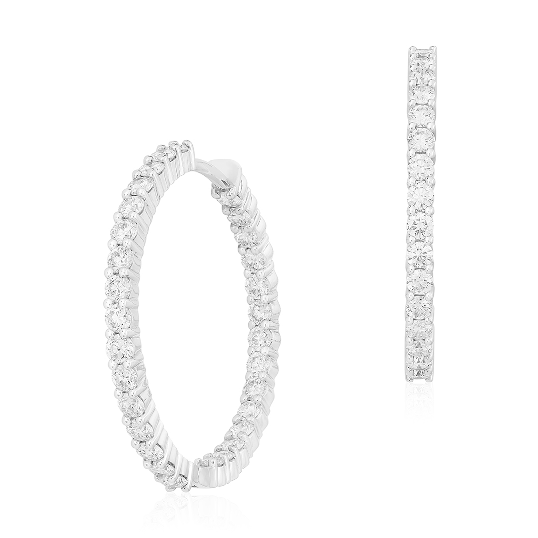 Roberto Coin 18K White Gold 30mm Inside Out Diamond Hoop Earrings