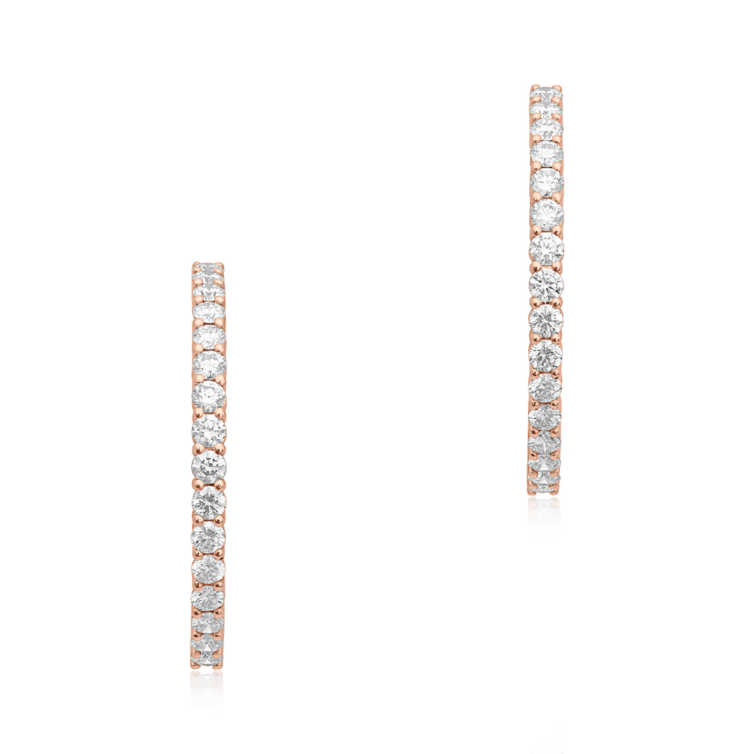 18K Rose Gold Inside Out Diamond Hoop Earrings itemprop=