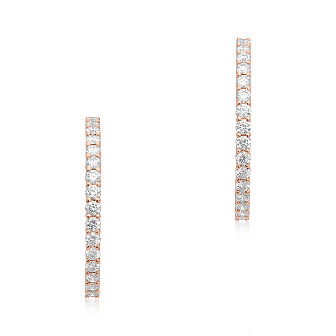 18K Rose Gold Inside Out Diamond Hoop Earrings