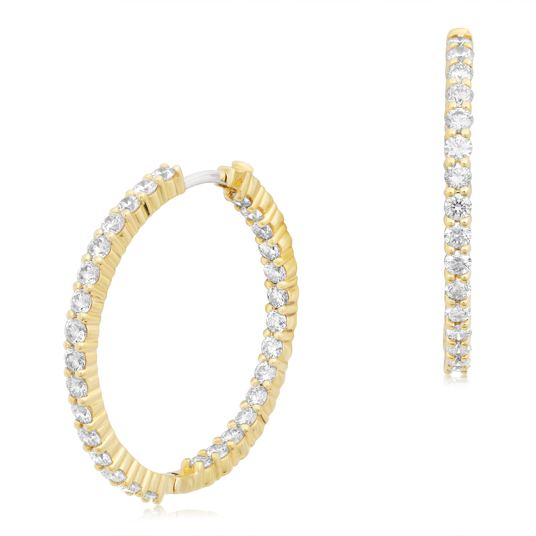 Roberto Coin 18K Yellow Gold 30mm Inside Out Diamond Hoop Earrings