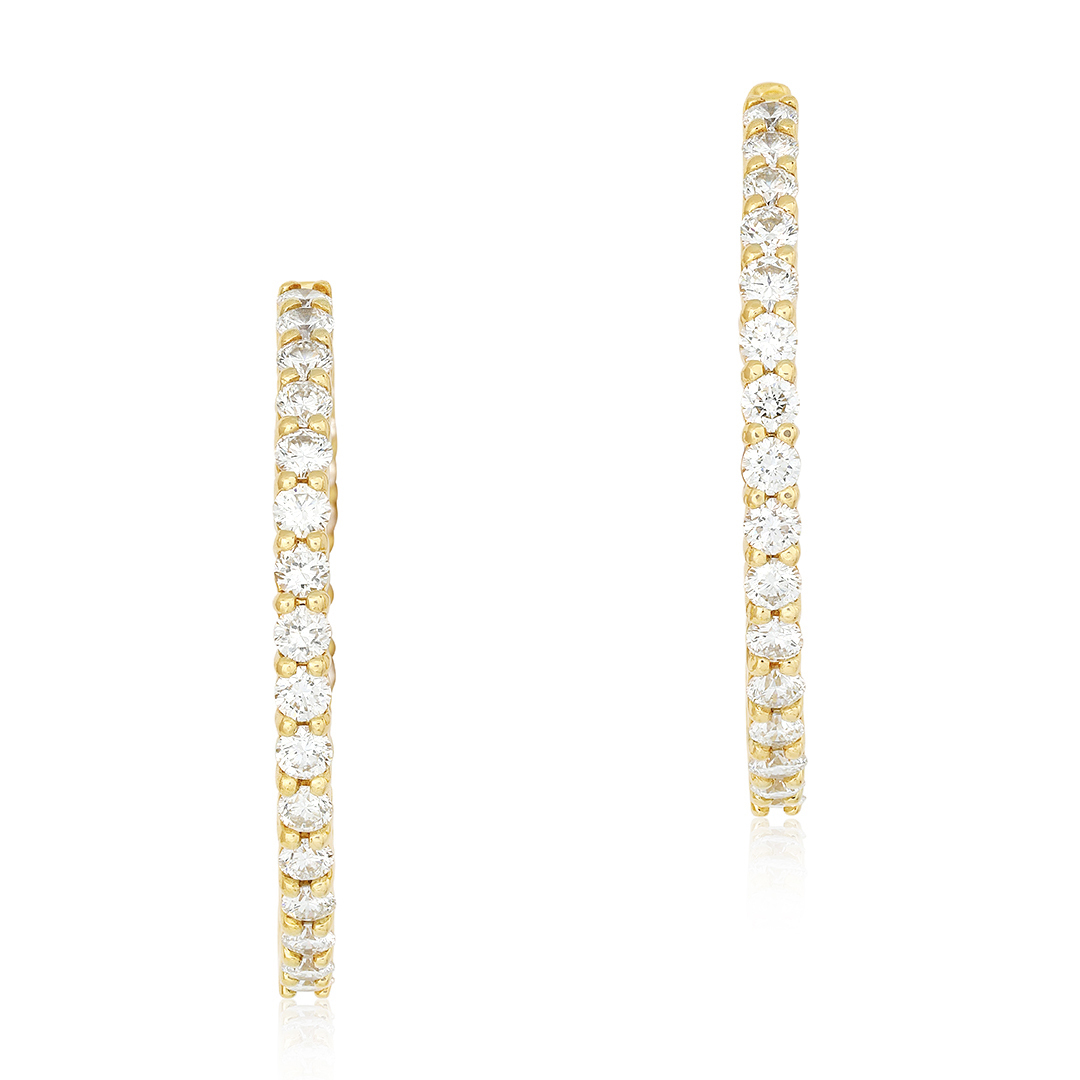 Roberto Coin 18K Yellow Gold 30mm Inside Out Diamond Hoop Earrings