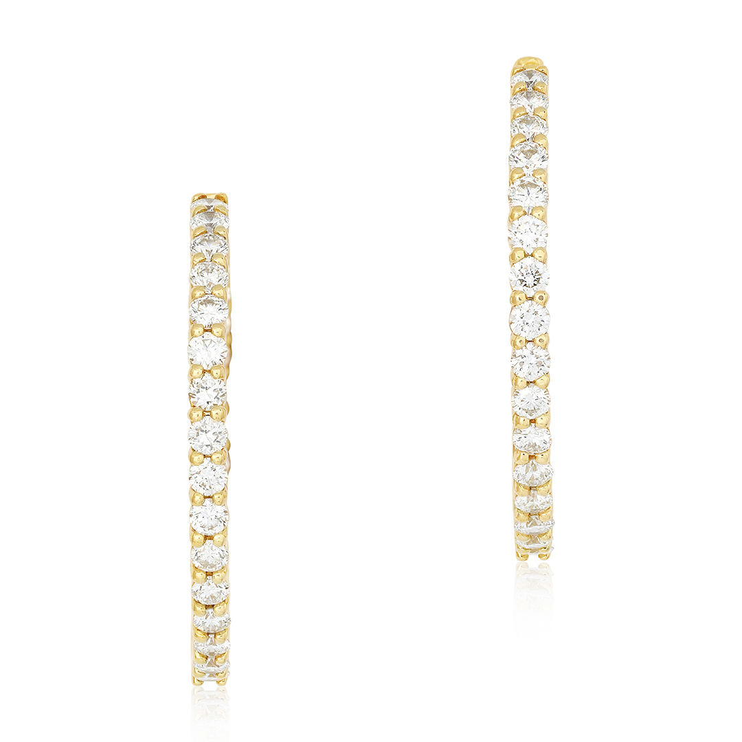 Roberto Coin 18K Yellow Gold 30mm Inside Out Diamond Hoop Earrings - 001614AYERX0