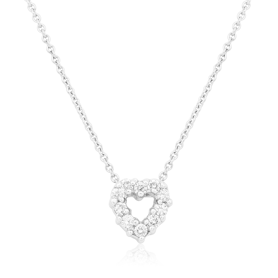 18K White Gold Diamond Heart Necklace