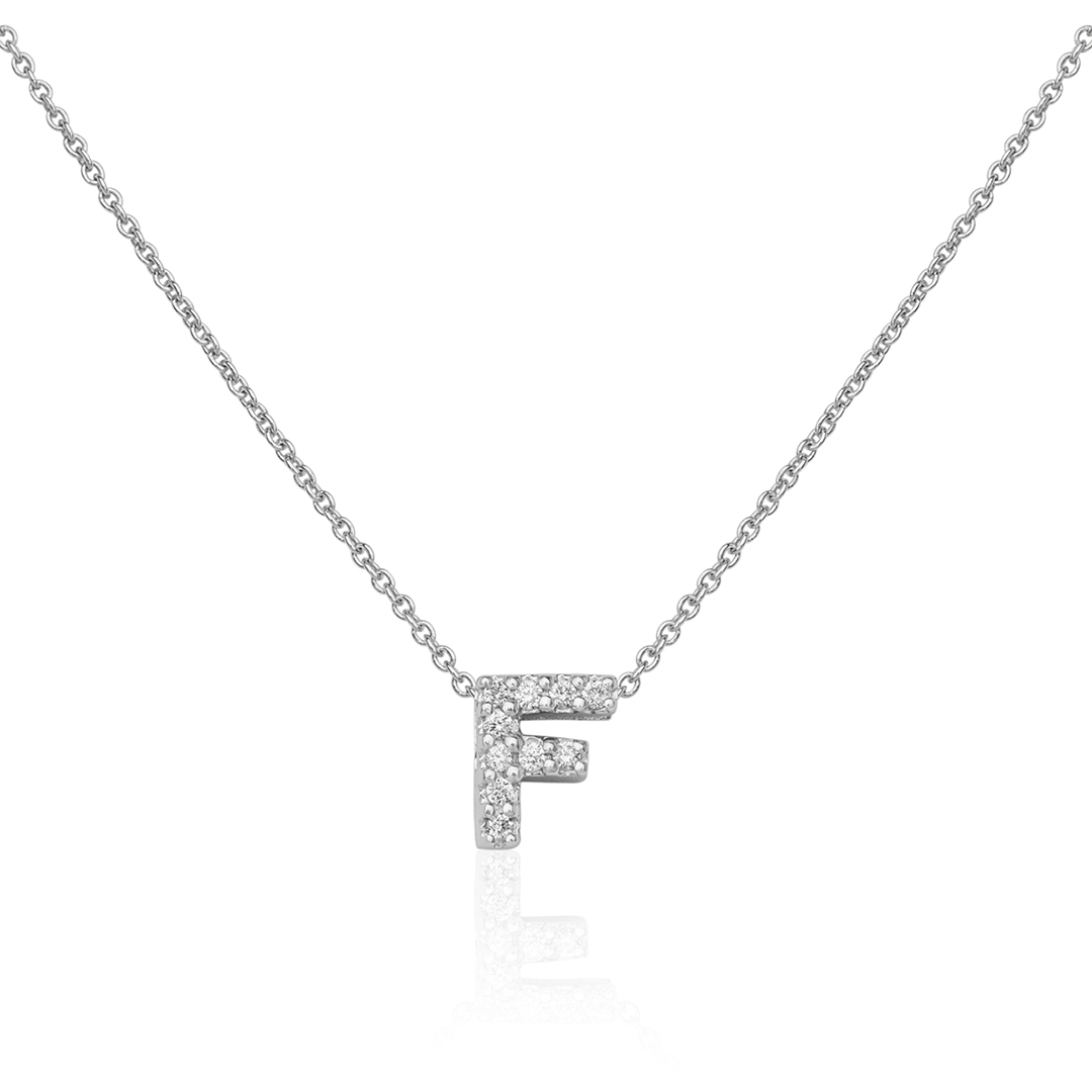 Roberto Coin 18K White Gold Love Letter Diamond F Pendant