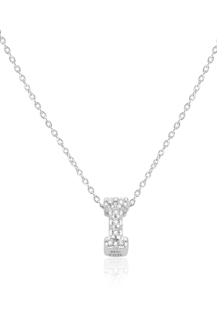 18K White Gold Love Letter Collection Diamond I Initial Necklace