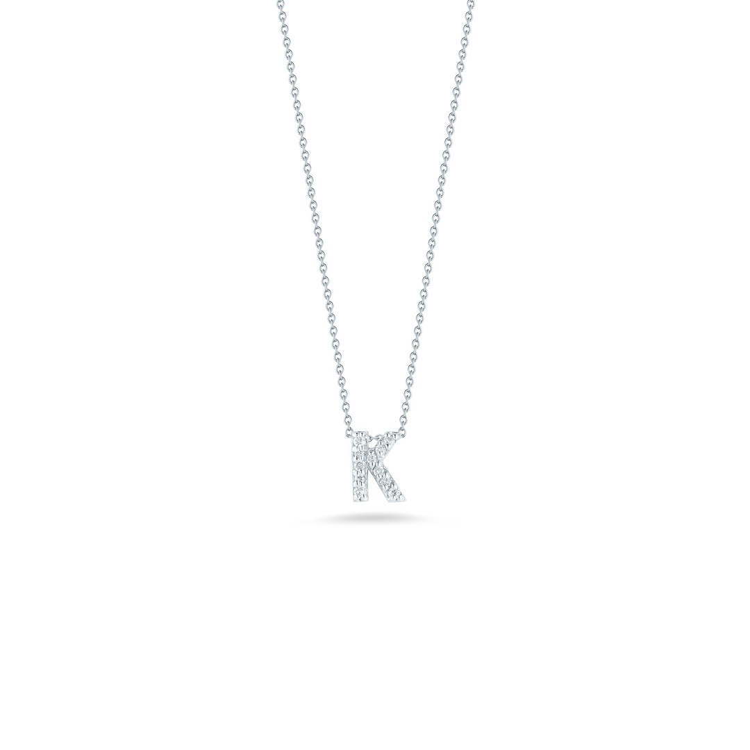 Roberto Coin 18K White Gold Letter "K" Necklace wi