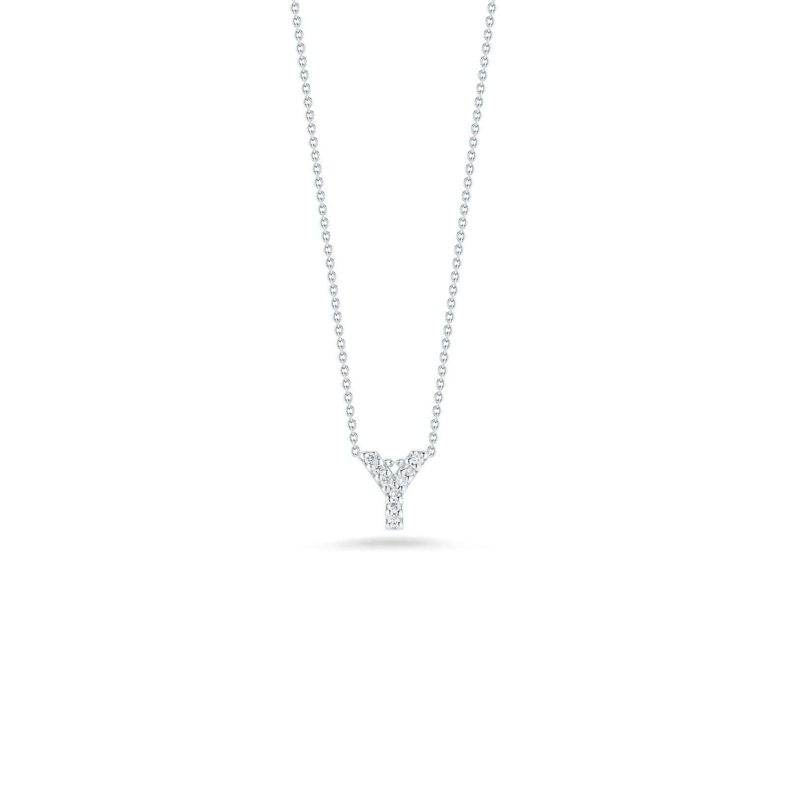 18K White Gold Love Letter Collection Diamond "Y" Initial Necklace