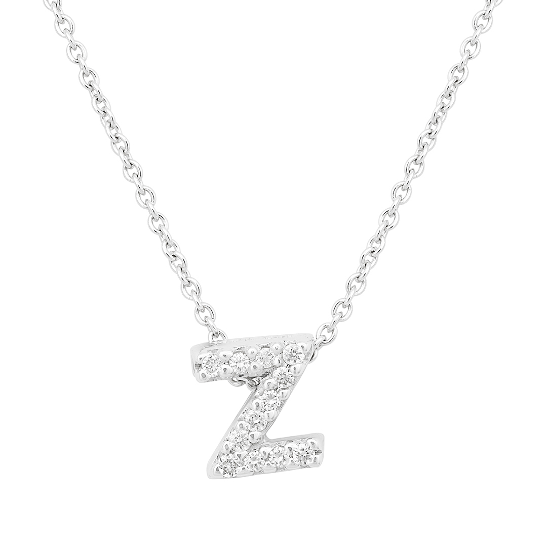 18K White Gold Love Letter Collection Diamond Z Initial Necklace