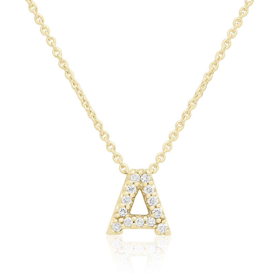 18K Yellow Gold Love Letter Collection Diamond A Initial Necklace