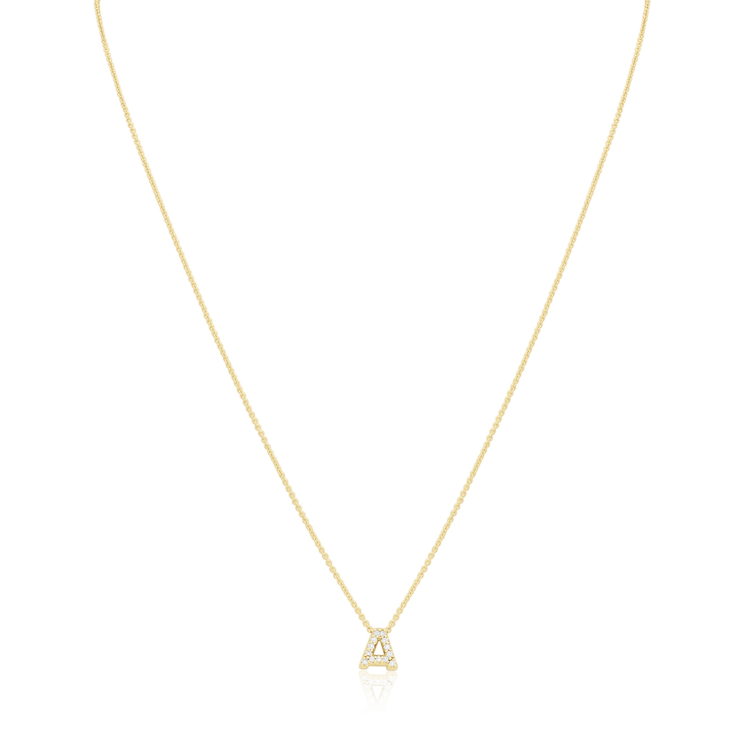 18K Yellow Gold Love Letter Collection Diamond A Initial Necklace