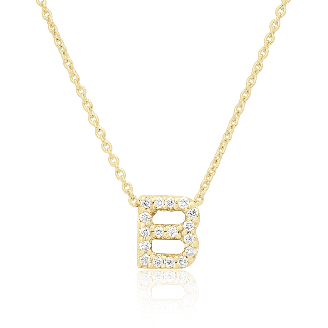 Roberto Coin 18K Yellow Gold Tiny Treasures Diamond B Pendant Necklace