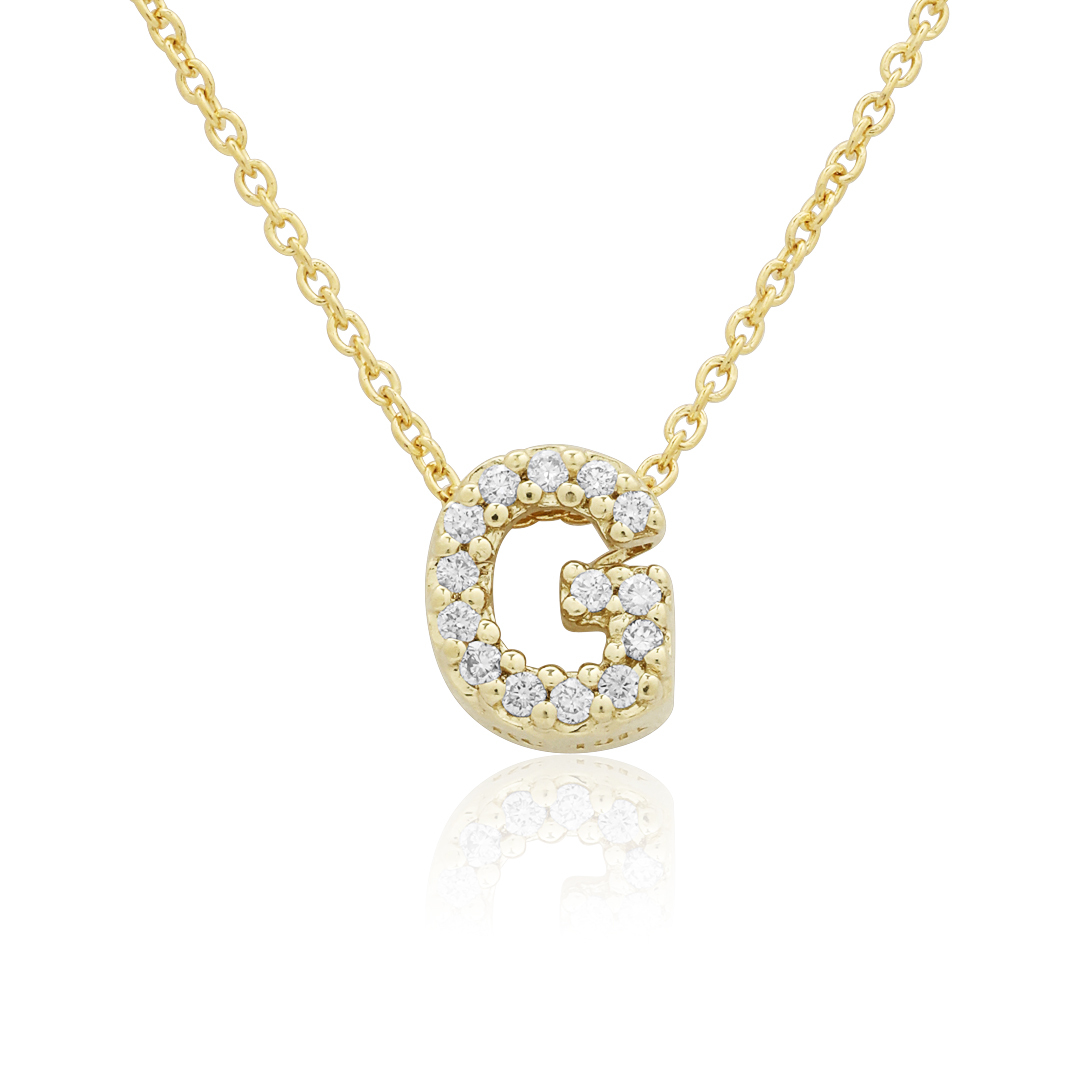 18K Yellow Gold Love Letter Collection Diamond G Initial Necklace