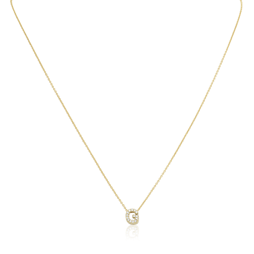 18K Yellow Gold Love Letter Collection Diamond G Initial Necklace