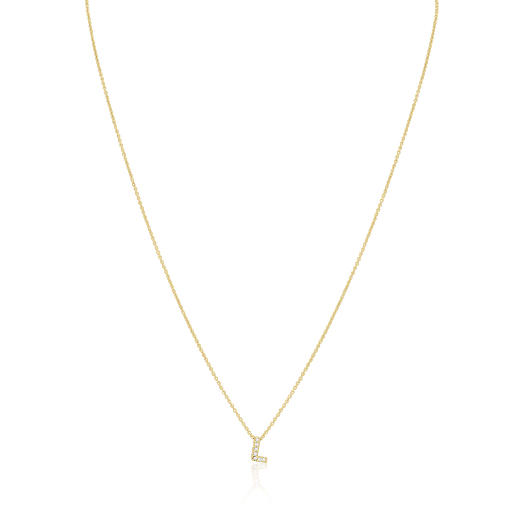 18K Yellow Gold Love Letter Collection Diamond "L" Initial Necklace