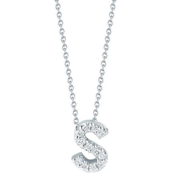 18K Yellow Gold Love Letter Collection Diamond "S" Initial Necklace