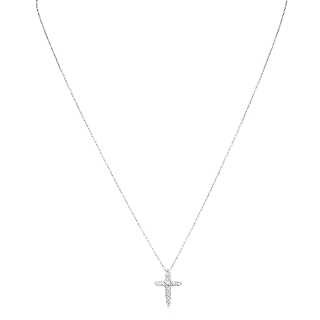 Roberto Coin 18K White Gold Diamond Cross Necklace