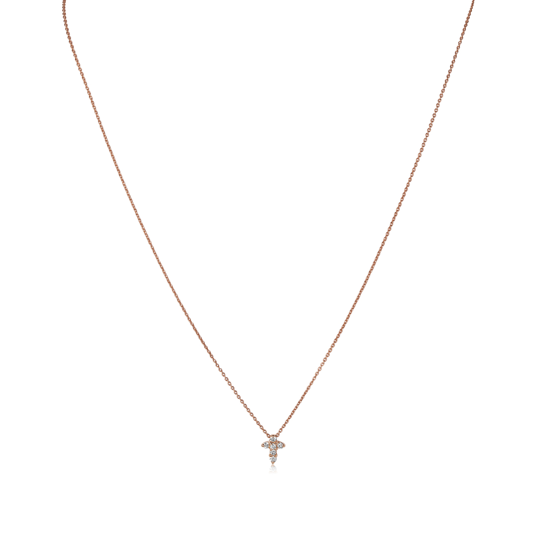 18K Rose Gold Diamond Baby Cross Necklace