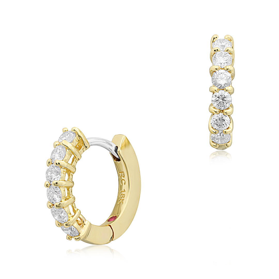 Roberto Coin 18K Yellow Gold Single Line Diamond Hoop Earrings