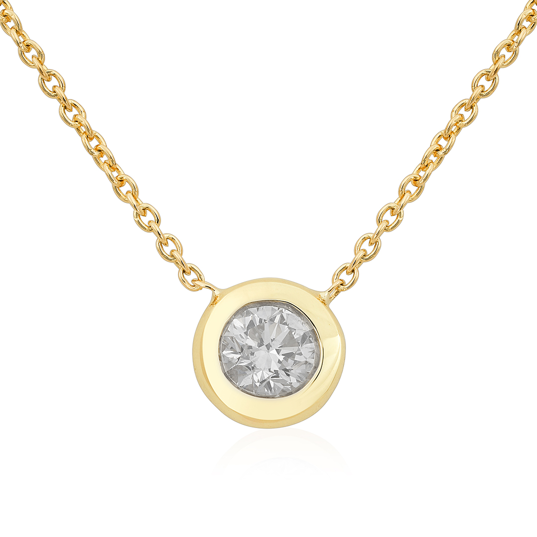 Roberto Coin 18K Yellow Gold Bezel Set Diamond Necklace